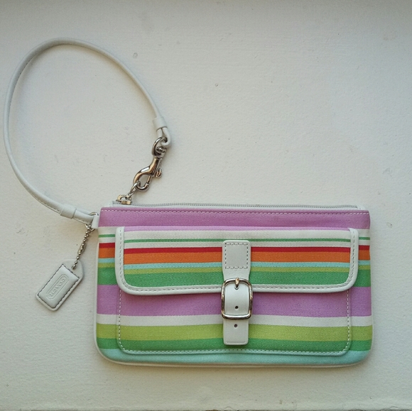 Coach Handbags - Auth Coach multicolor stripe wristlet